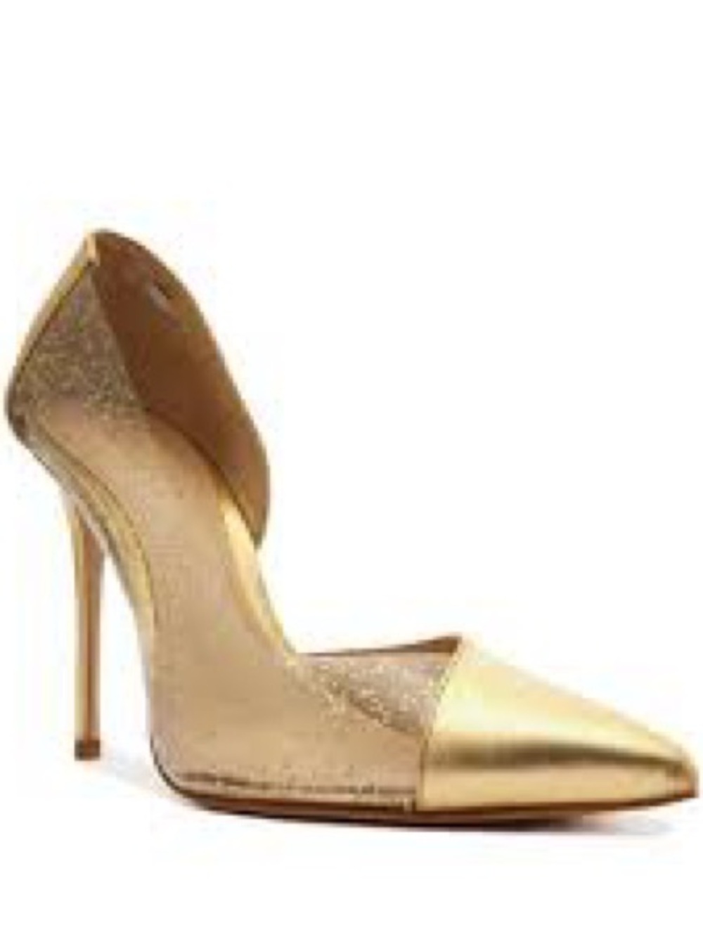 Schultz Metallic Gold Pointed D'Orsay Stiletto